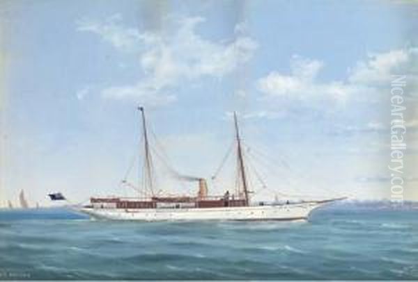 The Steam Yacht Wintonia In Coastal Waters Oil Painting by A. De Simone