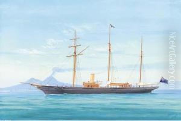 The Royal Thames Yacht Club Steam Yacht Minerva Oil Painting by A. De Simone