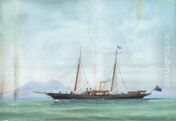 The Royal Thames Yacht Club 
Schooner Marchesa: In Neapolitan Waters(illustrated); And In Heavy 
Weather Oil Painting by A. De Simone