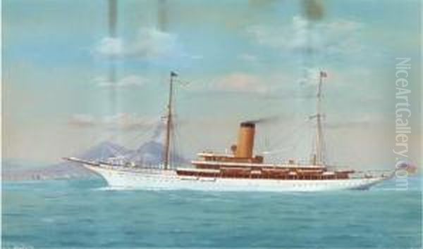 The U.s. Steam Yacht Iolanda: In Neapolitan Waters (illustrated);and At Sea In A Swell Oil Painting by A. De Simone