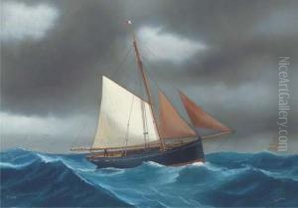 The Gaff-rigged Eliza At Sea Oil Painting by A. De Simone