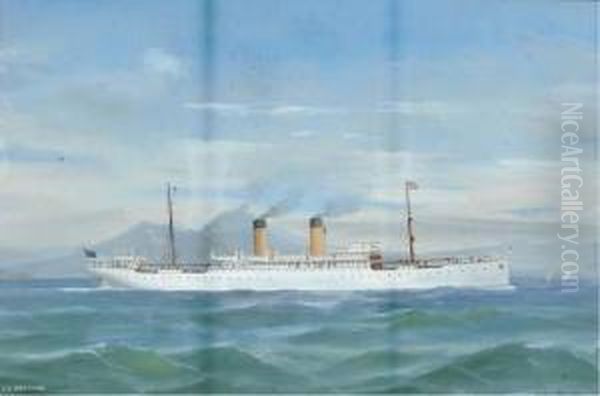 The Liner S.s. Madonna In The Bay Of Naples Oil Painting by A. De Simone