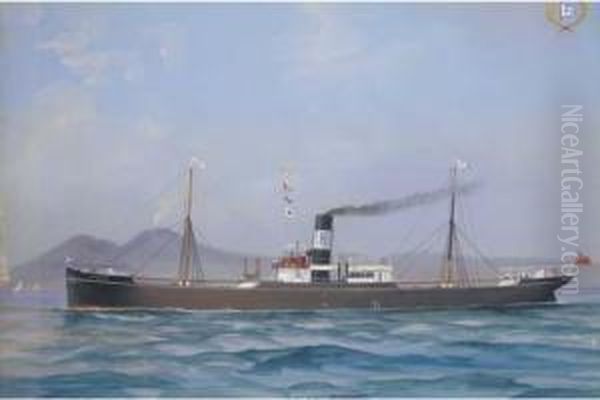 S.s. Nentmoor In Neapolitan Waters Oil Painting by A. De Simone