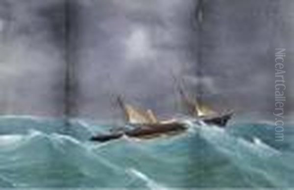 The Steam Yacht Vanadis Riding Out The Gale Oil Painting by A. De Simone