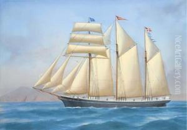 The Schooner Noah In The Bay Of Naples Oil Painting by A. De Simone