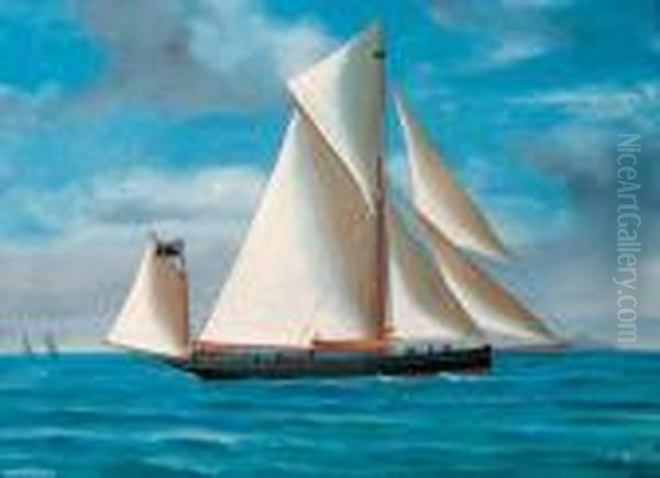 The Royal Thames Yacht Club Yawl
 Chanticleer In The Mediterranean;and The Chanticleer In Stormy 
Conditions Oil Painting by A. De Simone