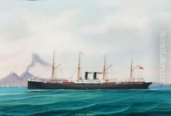R.m.s. Orient In The Bay Of Naples Oil Painting by A. De Simone