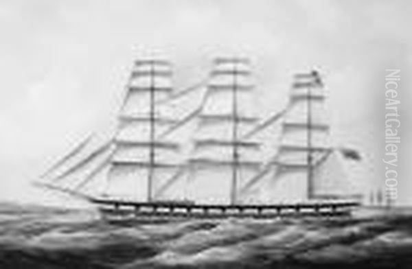 The Full-rigged Kirkcudbrightshire In Home Waters Oil Painting by A. De Simone