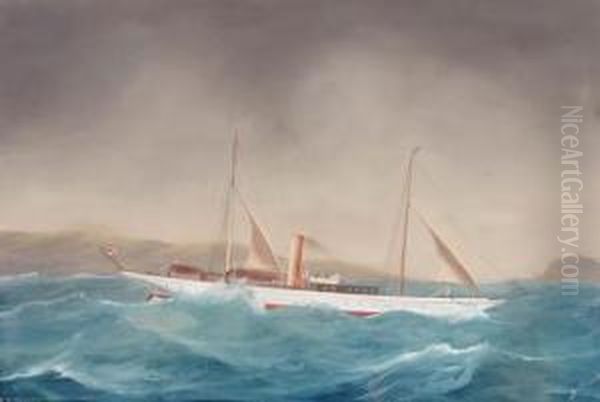 The Steam Yacht Vanessa In Coastal Waters Oil Painting by A. De Simone