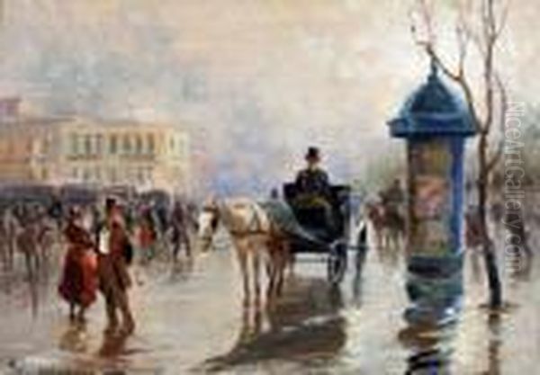Boulevard Di Parigi Oil Painting by Michele De Simone