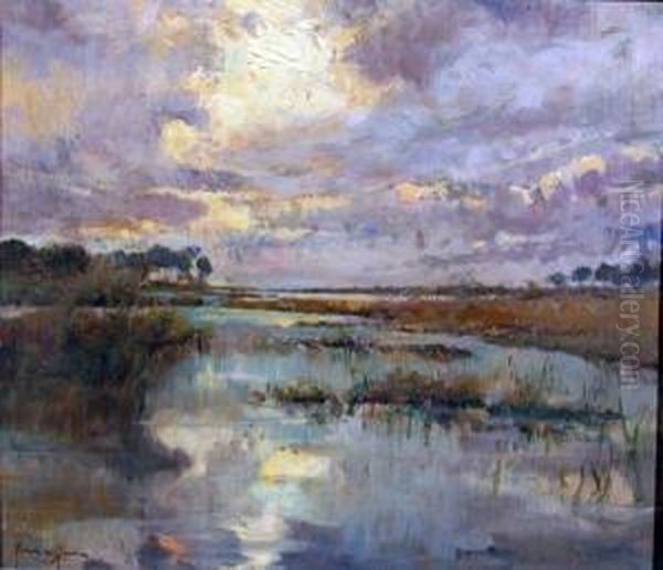 Paesaggio Fluviale Oil Painting by Michele De Simone