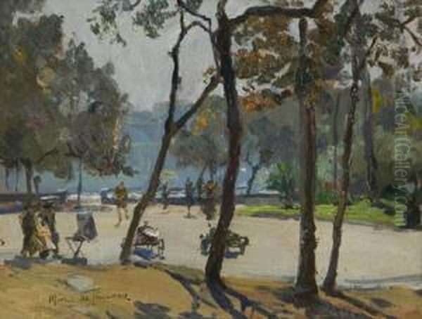 Nella Villa Comunale Di Napoli Oil Painting by Michele De Simone