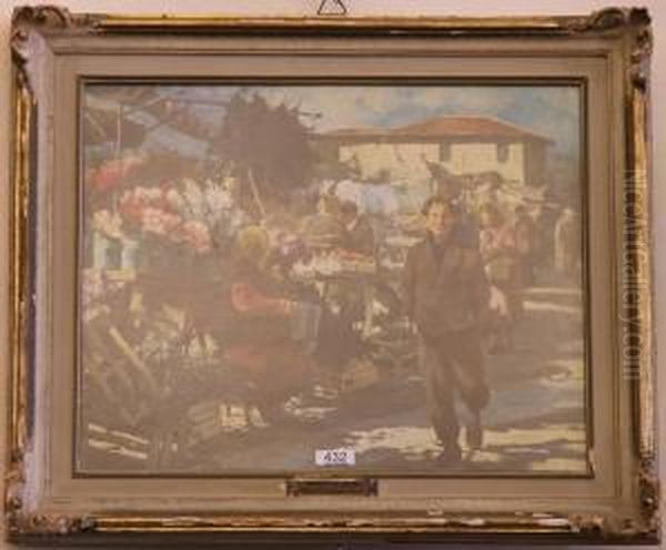 Mercato Lariano Oil Painting by Michele De Simone