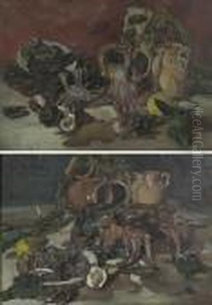 Nature Morte Con Polpi E Ostriche Oil Painting by Michele De Simone