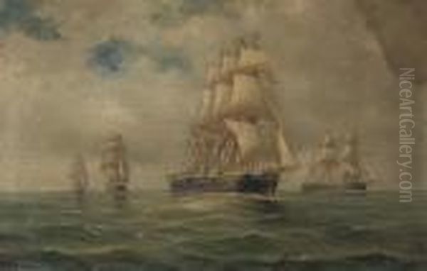 H.m.s. 
Northumberland Oil Painting by de Simone Tommaso