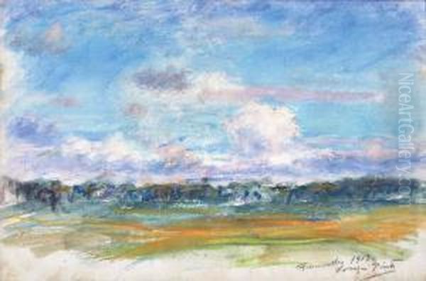 Paisagem 'entardecer Em Francelos' Oil Painting by Jose Julio de Souza-Pinto