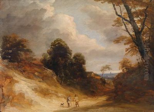 Lodewijk De Vadder Flamische 
Landschaft Mit Einem Sonnenbeleuchteten Sandhang Undfigurlicher Staffage Oil Painting by Lodewijk De Vadder