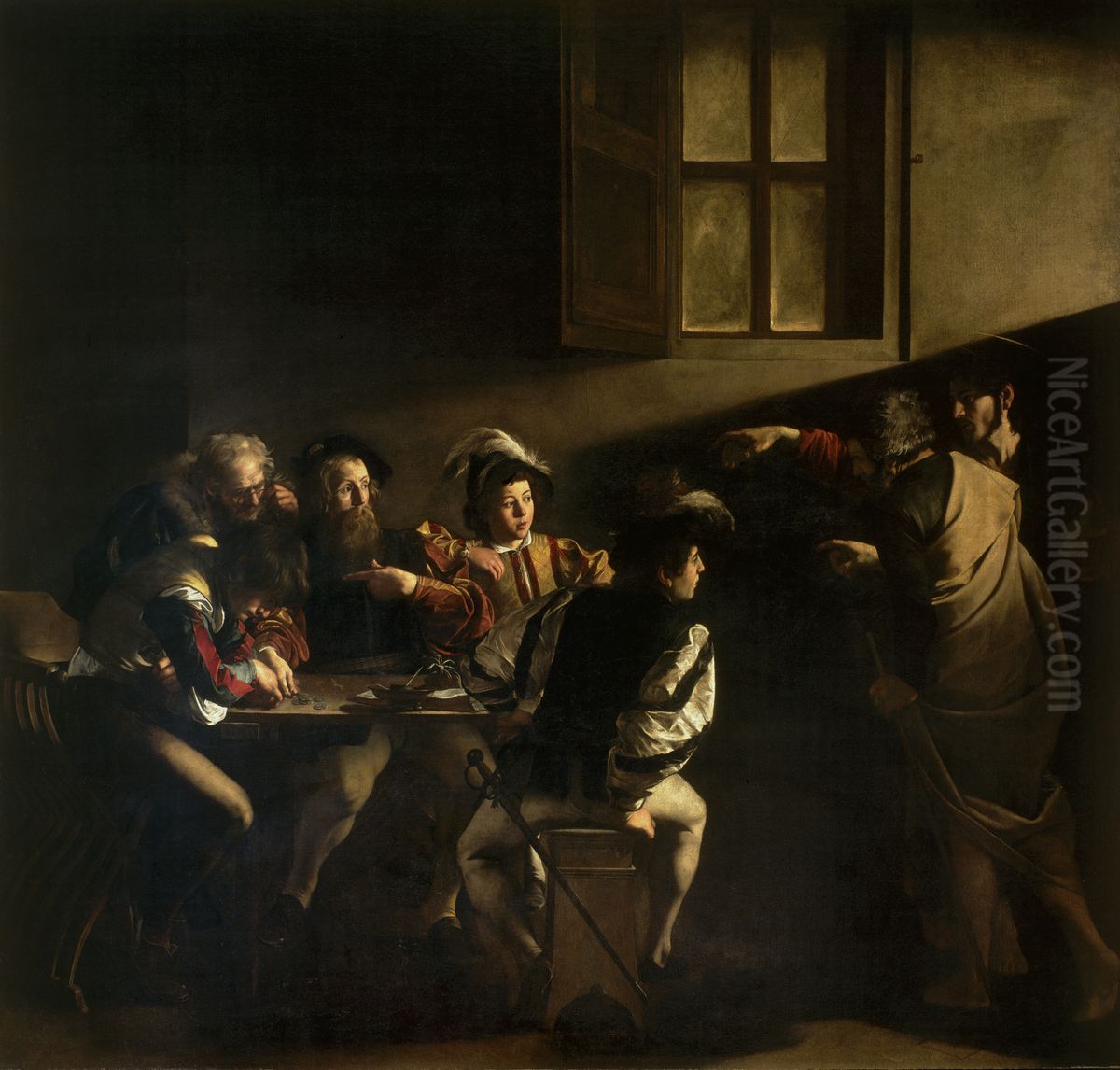 The Calling of Saint Matthew Oil Painting by Caravaggio