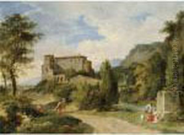 Paysage Arcadien Paysage Avec 
Diane Au Bain Surprise Par Acteon [ ; Italian Landscapes ; Oil On 
Original Canvas ; A Pair] Oil Painting by Pierre-Henri de Valenciennes