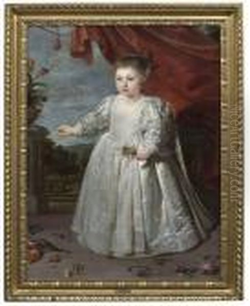 Bildnis Eines Jungen Madchens In Weisem Kleid Vor Einer Parklandschaft Oil Painting by Cornelis De Vos