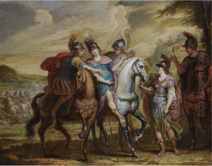 Alexander The Great Wounded 
After The Battle Against Aspasioi In India (plutarch, Life Of Alexander 
The Great) Oil Painting by Simon de Vos