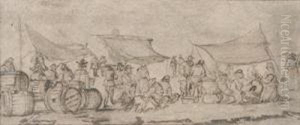 Zwei Marktszenen Oil Painting by Cornelis de Wael