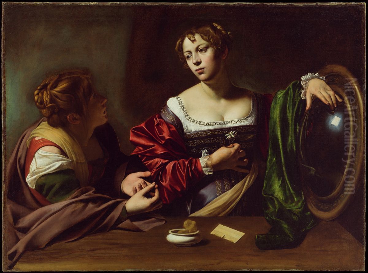 Martha and Mary Magdalene Oil Painting by Caravaggio