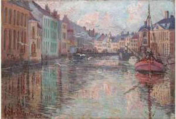 Gent, Kraanlei Oil Painting by Anna de Weert