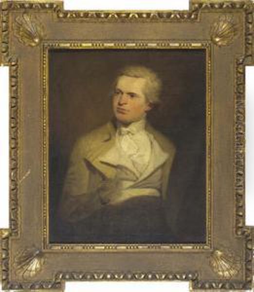 Self Portrait Of The Artist, 
Half Length, Wearing Period Costume And Powdered Wig Inscribed On An Old
 Label Verso, Also Bearing A Further Later Label Giving The Artist's 
Exhibition Details Etc Oil Painting by Samuel de Wilde