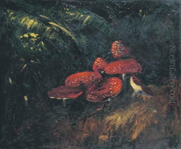 Toadstools Oil Painting by Adrianus Joh. Jac. De Winter