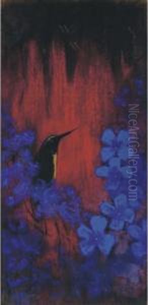 Kolibri Oil Painting by Adrianus Joh. Jac. De Winter