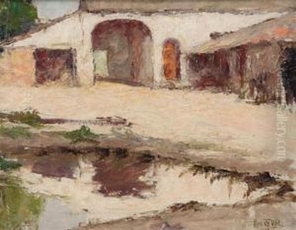 Inner Court Oil Painting by Prosper De Wit