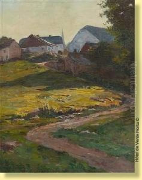 Village Ensoleille Oil Painting by Prosper De Wit