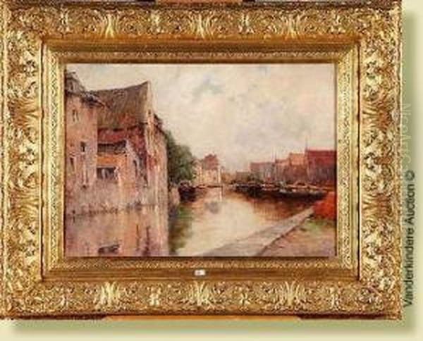 La Dyle A Malines Oil Painting by Prosper De Wit