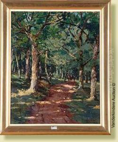 Allee Animee En Foret Oil Painting by Prosper De Wit