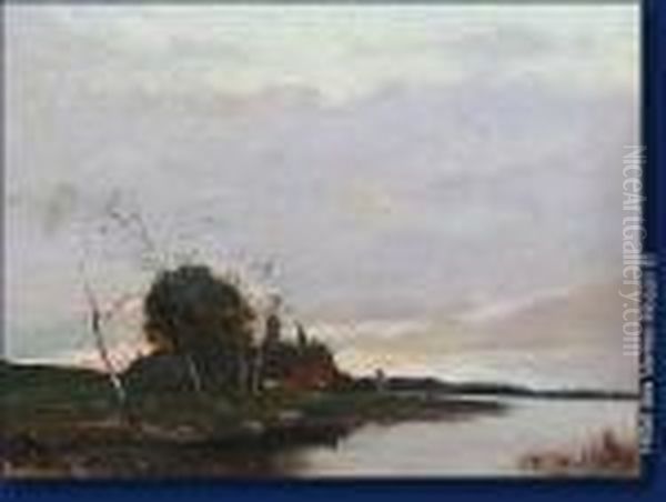 Paysage A La Riviere Oil Painting by Prosper De Wit