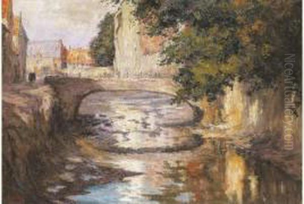 Dorpsgezicht In Vlaanderen Oil Painting by Prosper De Wit