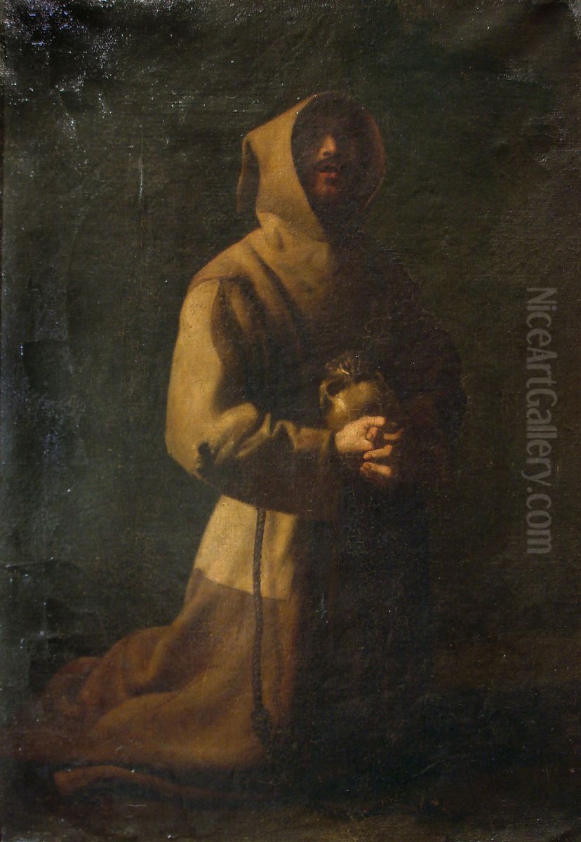 Saint Francis In Meditation Oil Painting by Francisco De Zurbaran
