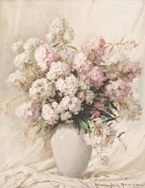 Hortenziak Oil Painting by Adrienne Hermine Deak-Henczne