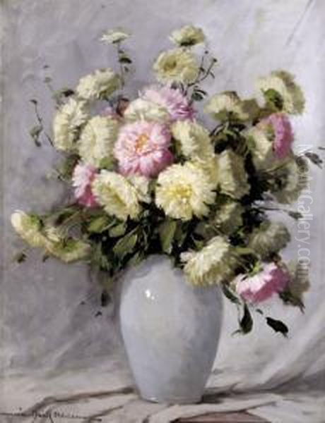 Bazsarozsas Csendelet Oil Painting by Adrienne Hermine Deak-Henczne