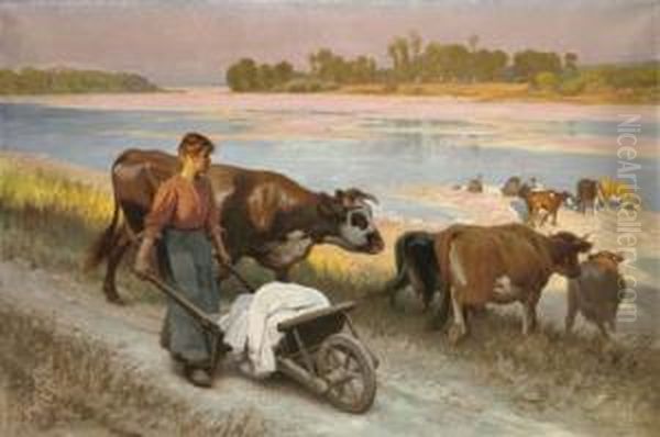 Impression D'ete Sur La Loire Oil Painting by Edouard Bernard Debat-Ponsan