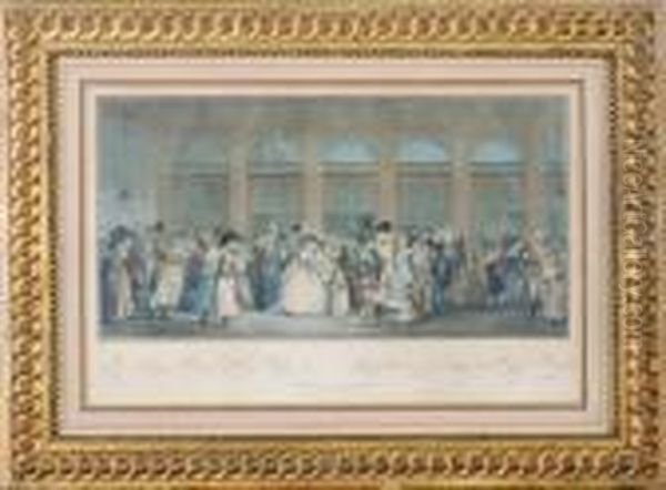Promenade De La Galerie Du Palais Royal Oil Painting by Philibert-Louis Debucourt