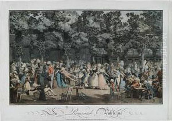 La Promenade Publique Oil Painting by Philibert-Louis Debucourt