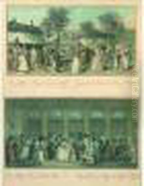 Promenade De La Gallerie Du 
Palais-royal - Promenade Du Jardin Du Palais-royal Par L.le Coeur. Oil Painting by Philibert-Louis Debucourt