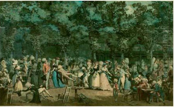 La Promenade Publique Oil Painting by Philibert-Louis Debucourt