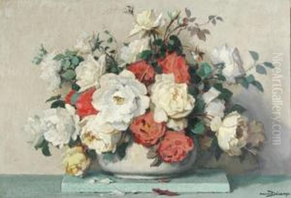 Still Life With Flowers Oil Painting by Maurice Decamps