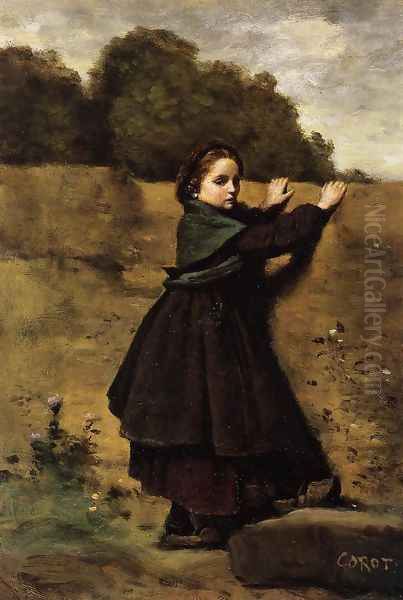 The Curious Little Girl Oil Painting by Jean-Baptiste-Camille Corot