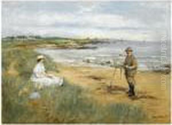 A Self Portrait Of The Artist At Work Oil Painting by Eugene Dekkert