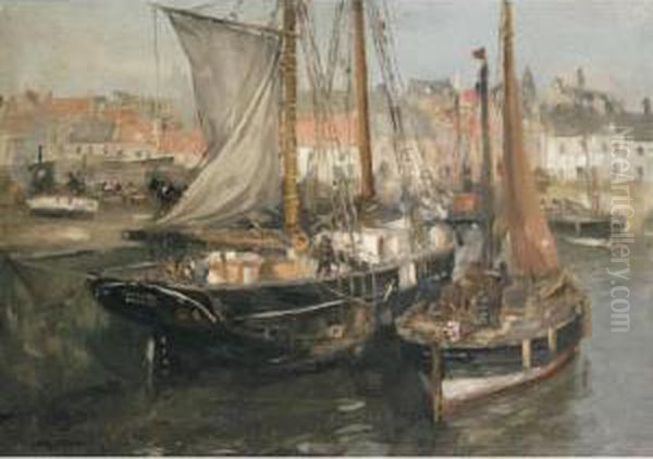 St Monans Harbour Oil Painting by Eugene Dekkert