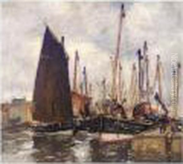 Fishing Boats In The Harbour At Pittenweem Oil Painting by Eugene Dekkert